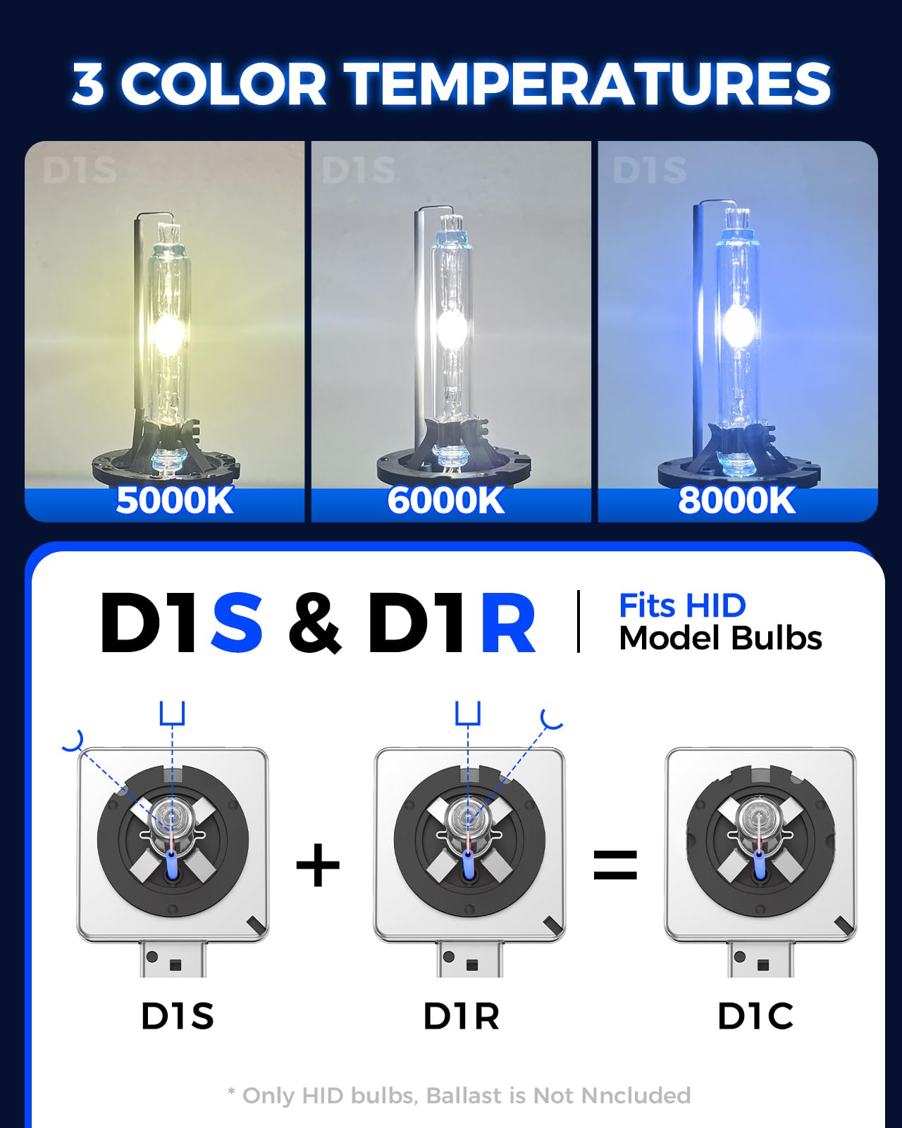 Marsauto D1S HID Bulbs, 8000K Cold White Xenon Bulb, 66144 66140 85140 85415 (85415C1) for HID Replace, Plug and Play, Pack of 2