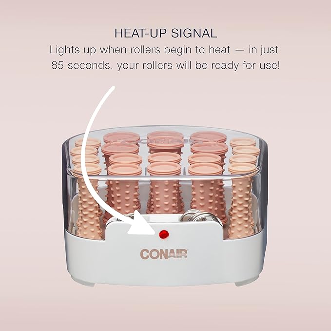 Conair Double Ceramic Hot Rollers for Long,Medium,and All Hair - HairCurler, HairRoller Clips Included - 1/2 inch,3/4 inch,and 1-inch Rollers,(Pack of 4)