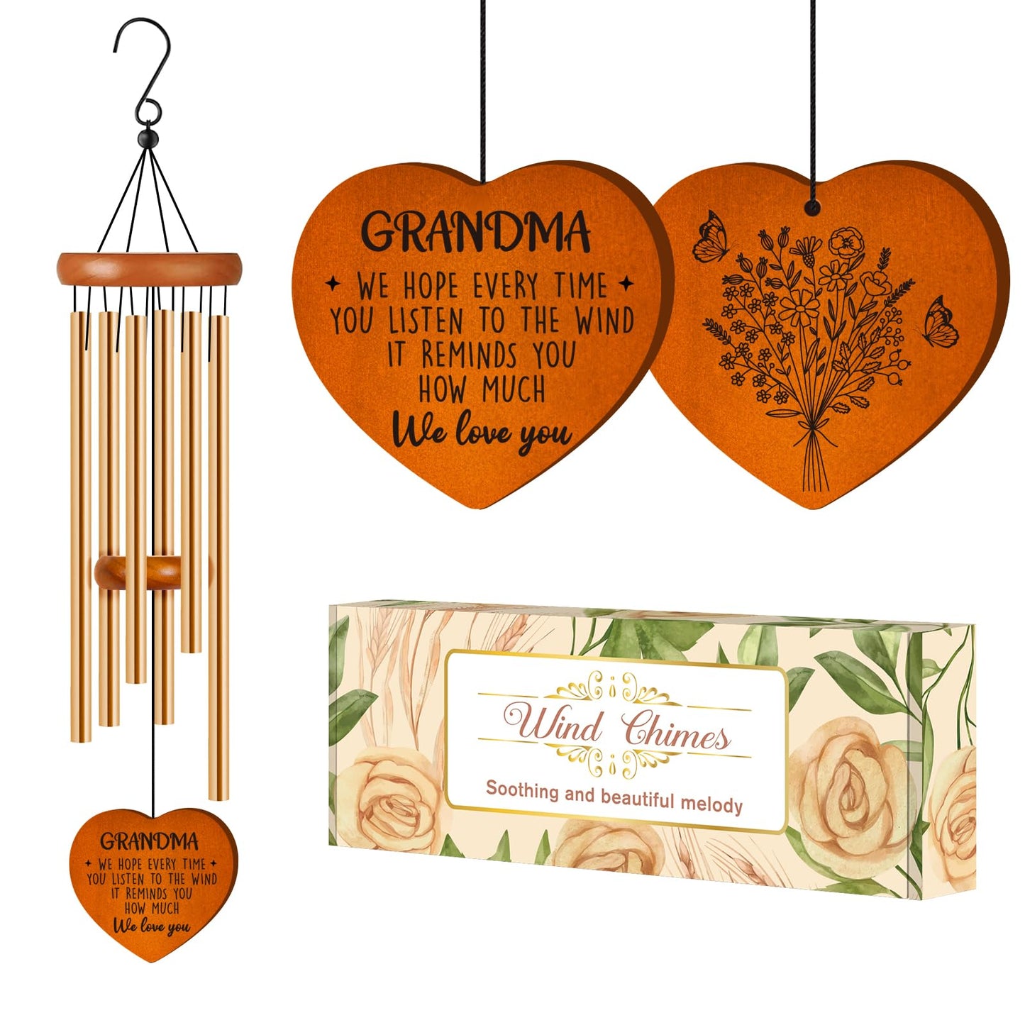 Gifts for Grandma, Grandma Birthday Gifts from Grandkids, Grandma Gift Wind Chimes, Mothers Day Grandma Gift, Present for Grandmother from Granddaughter Grandson Grandchildren