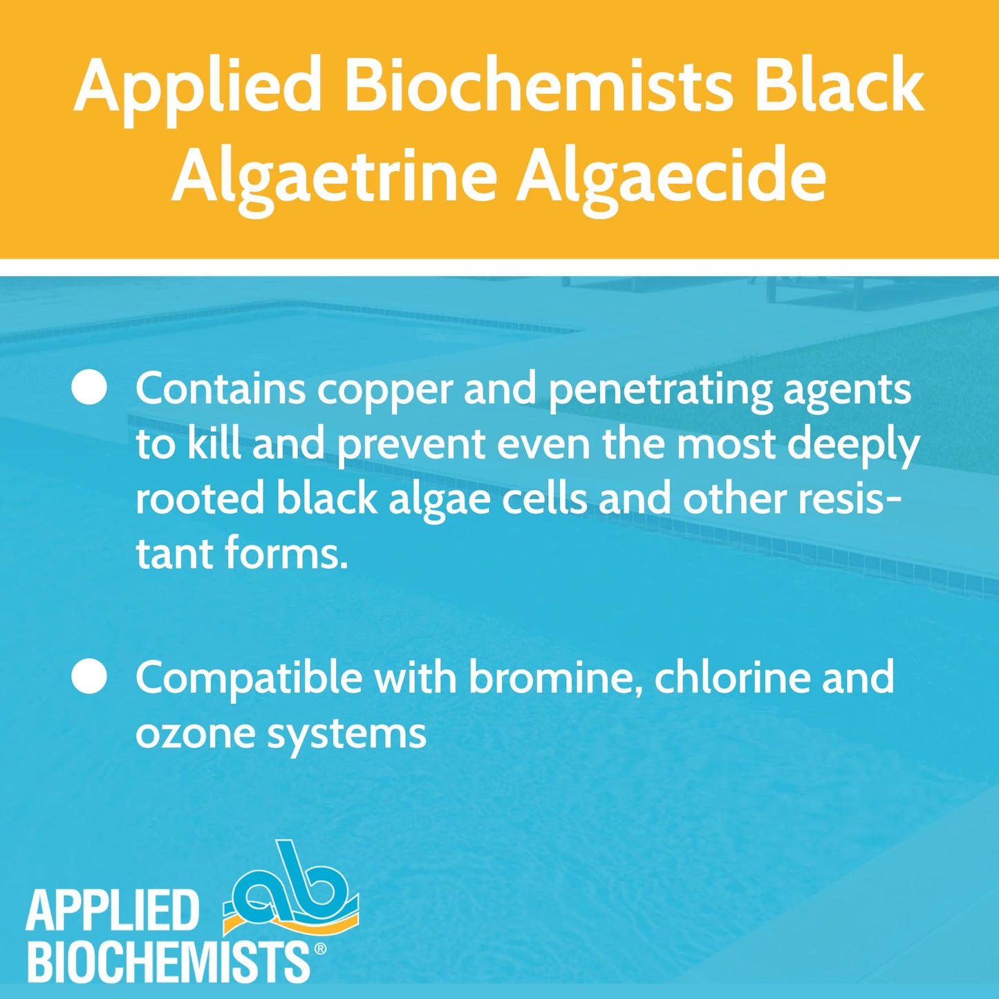 Applied Biochemists 406303A Black Algaetrine Swimming Pool Algaecide & Deposit Control, 32 fl oz, White