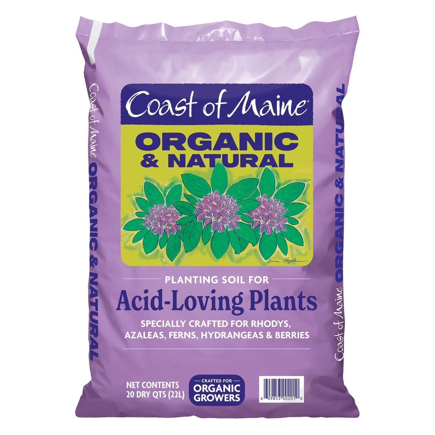 Coast of Maine Organic & Natural Planting Soil for Acid Loving Plants Azalea, Rhododendron & Berries - Premium Planting Soil w/Composted Manure, Sphagnum Peat Moss - Low pH, Enhanced Drainage (20 Qt)