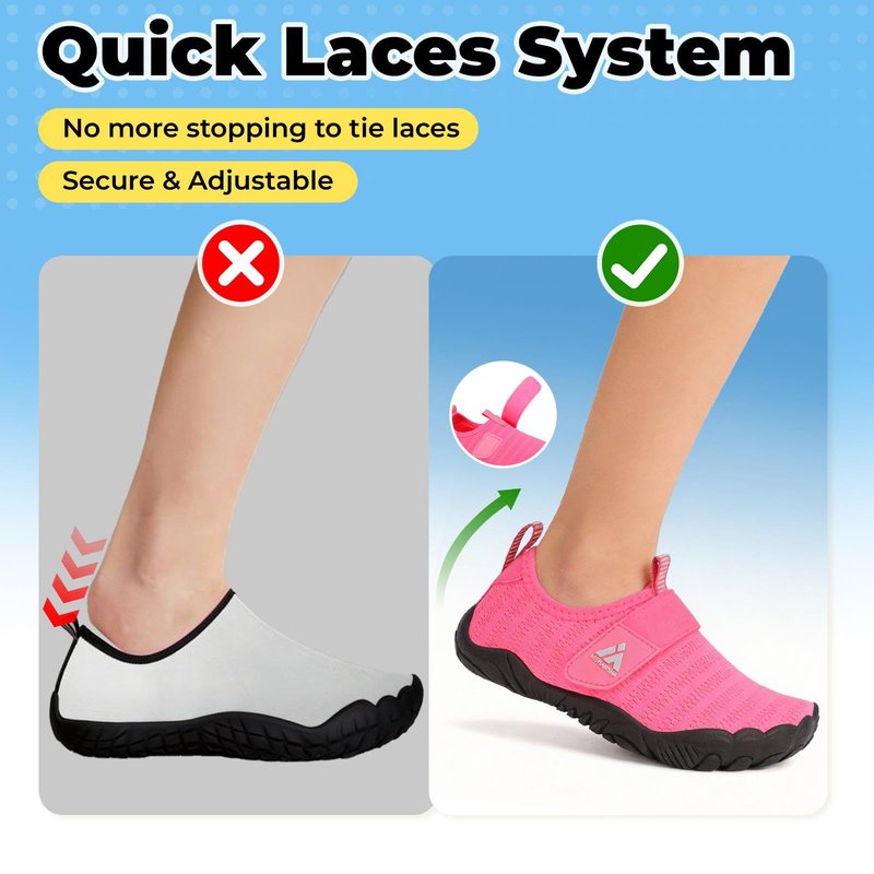 Mishansha Kids Water Shoes Quick-Dry Wide Toe Box Non-Slip Barefoot Shoes Beach Pool Swim Shoes Hot Pink 2 Big Kid