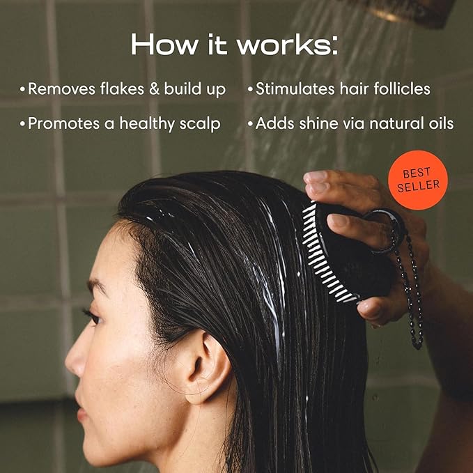 Jupiter Scalp Exfoliator - Scalp Massager Tool for Wet & Dry Hair - Ergonomic Detangler Brush - Dandruff Comb & Scrub to Remove Dandruff & Buildup and Support Circulation - Purple