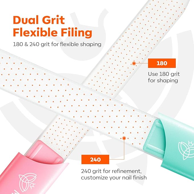Modelones Nail Files, 3 PCS Crystal Glass Nail Files with 180/240 Grit Ã¢ÂÂ Double-Sided Reusable Fingernail Buffers & Cuticle Remover for Home, Travel, and Salon Manicure
