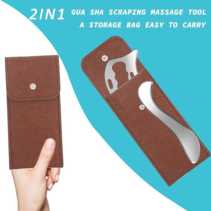 2-in-1 Stainless Steel Gua Sha Muscle Scraper Tool, Myofascial Scraping Tools for Physical Therapy, Lymphatic Drainage Massager, Soft Tissue Massage Tool (S+D)