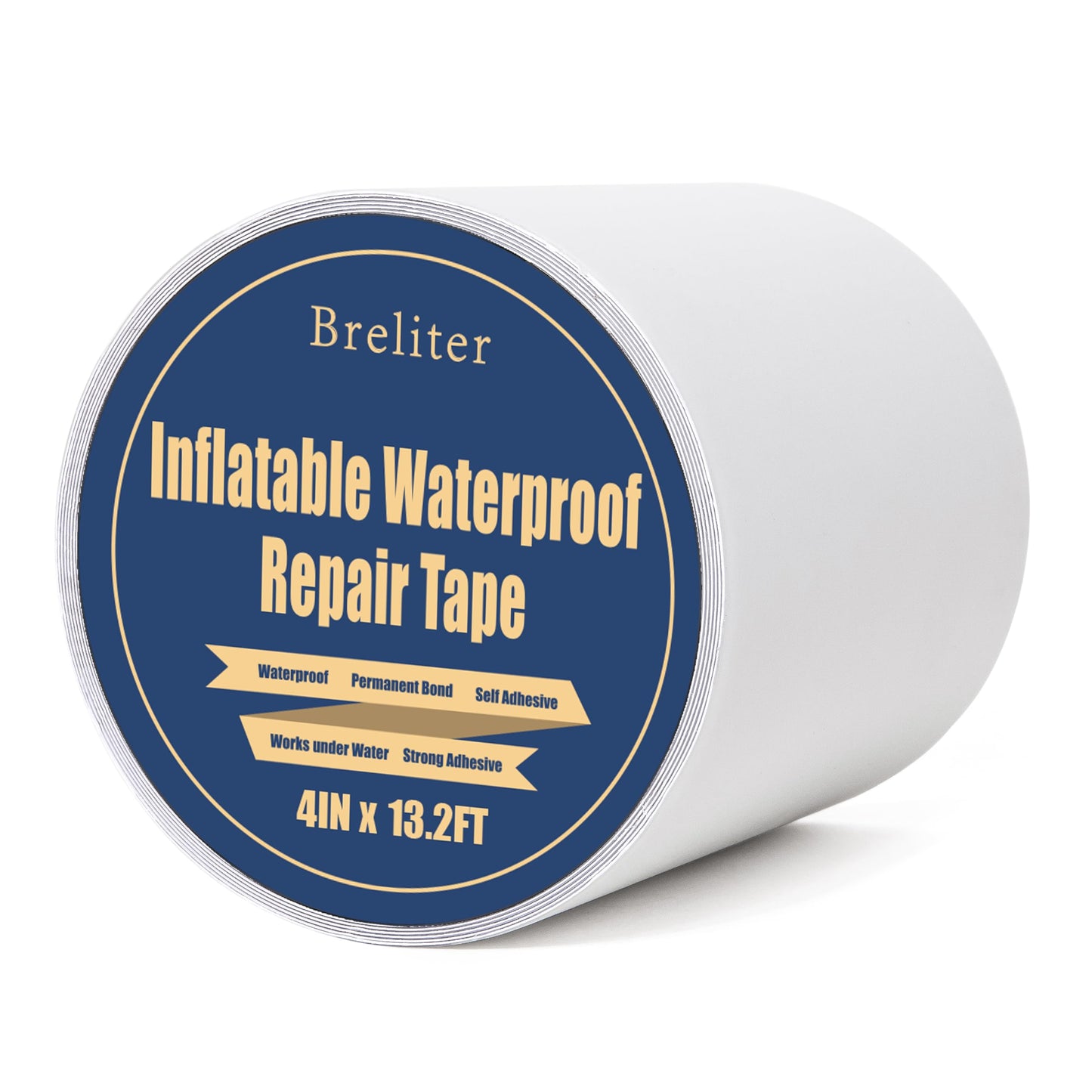 Breliter Inflatable Waterproof Repair Tape - Waterproof TPU Patch Repair Kit, Sealing Repair Tape for Air Mattress, Bounce House, Inflatable Toys, Tent, Swimming Ring, Heavy Duty - 4in x 13.2ft