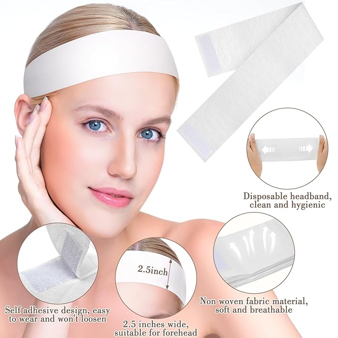 40 Pack Spa Headband for Women Disposable Skincare Headbands for Facials Esthetician Supplies Esthetician Headbands Stretch for Women's Hair (40 Pcs White)
