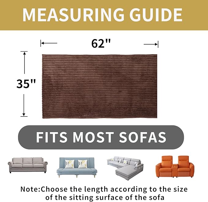 HAOMAIJIA Waterproof Couch Cover for Dogs Washable,Faux Fur Pet Couch Covers for Sofa,Soft Dog Bed Cover Non-Slip Couch Covers for 3 Cushion Couch Sofa Pet Friendly (Brown, 35" x 62" 1 Pack)