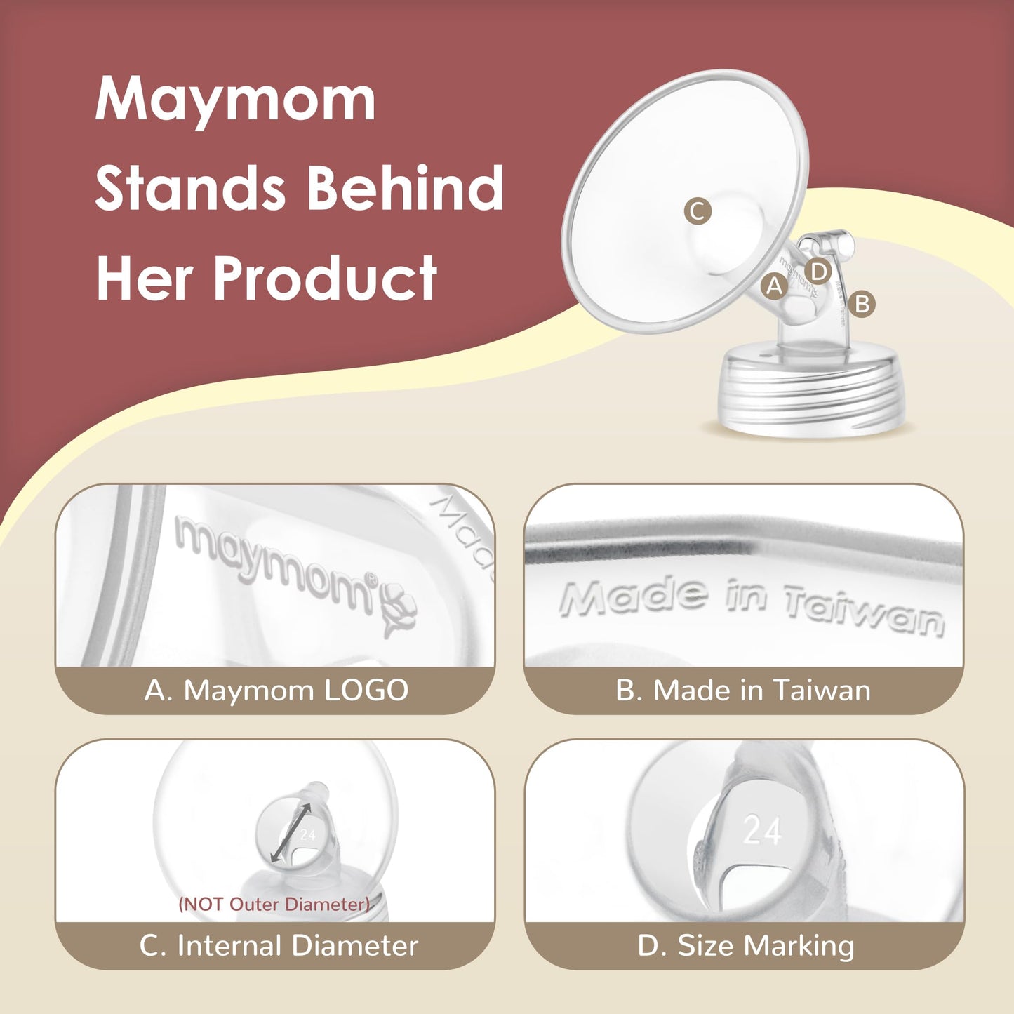 Maymom Wide Neck Pump Part for Spectra S1/S2 Pumps; Incl Wide Mouth Flange; Not Original Spectra Flange; Replaces Spectra Shield