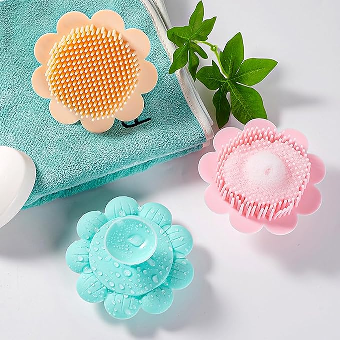 Baby Bath Silicone Brush Shower Scalp Brush Exfoliate and Massage Shampoo Scalp Scrubbie for All Hair Kid Newborn ToddlerÃ¯Â¼ÂYellowÃ¯Â¼Â