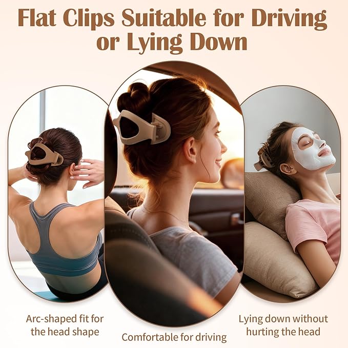 5.5 Inches Extra Large Flat Hair Clips for Women, 4 Pack XL Big Claw Clips for Thick Hair, Oversized Matte Strong Hold Non-slip Flat Claws, Khaki