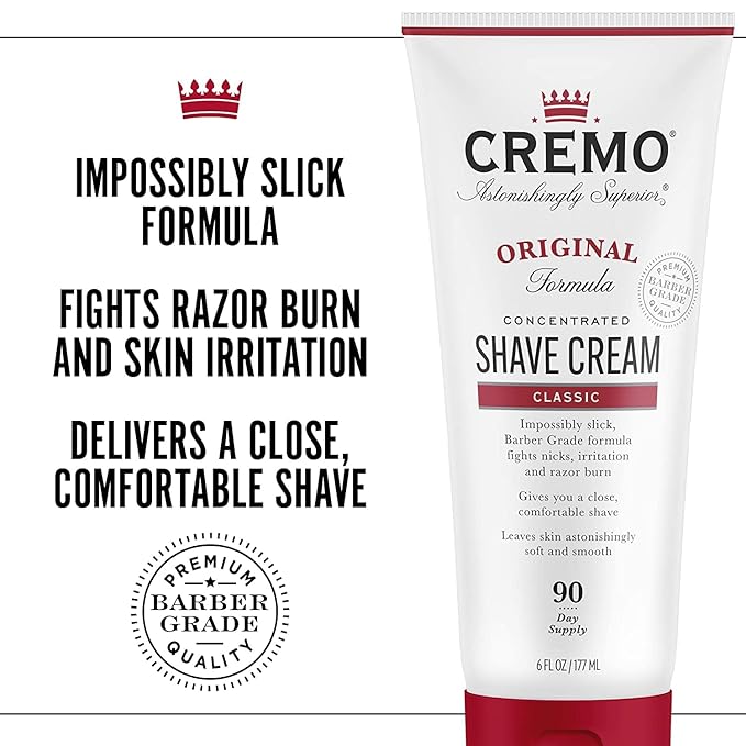 Cremo Shave Cream, Barber Grade | Original | Fights Razor Burn | 6 Fl Oz | Pack of 2