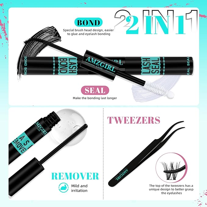 Lash Clusters Kit Flora 144PCS Eyelash Extension Kit with Lash Bond and Seal,Eyelash Glue Remover and Applicator,Natural Lashes Premium Wide Stem Eyelashes Cluster Kit(Violet,D-Mix8-18mm)