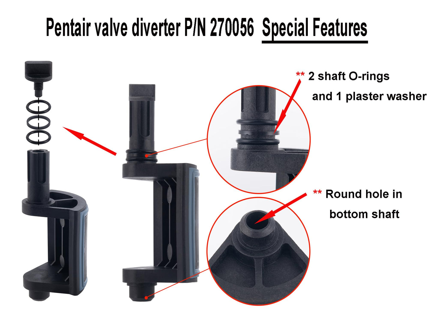 ATIE Pool Diverter Valve Assembly Compatible with Pentair Diverter Valve 270056 for 2 & 3-Way 2" Valves 263026, 263027, 263028, 263029 ONLY (Not Compatible with 263037/263038 Valve) (2 Pack)