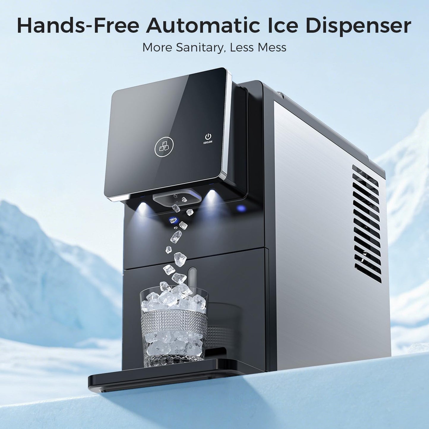 33 lbs/Day Countertop Nugget Ice Maker with Self-Cleaning,Portable Countertop Ice Machine, Auto Lighting, Measured Dispensing，and Ice Full Minder for Home, Kitchen, Office, Black