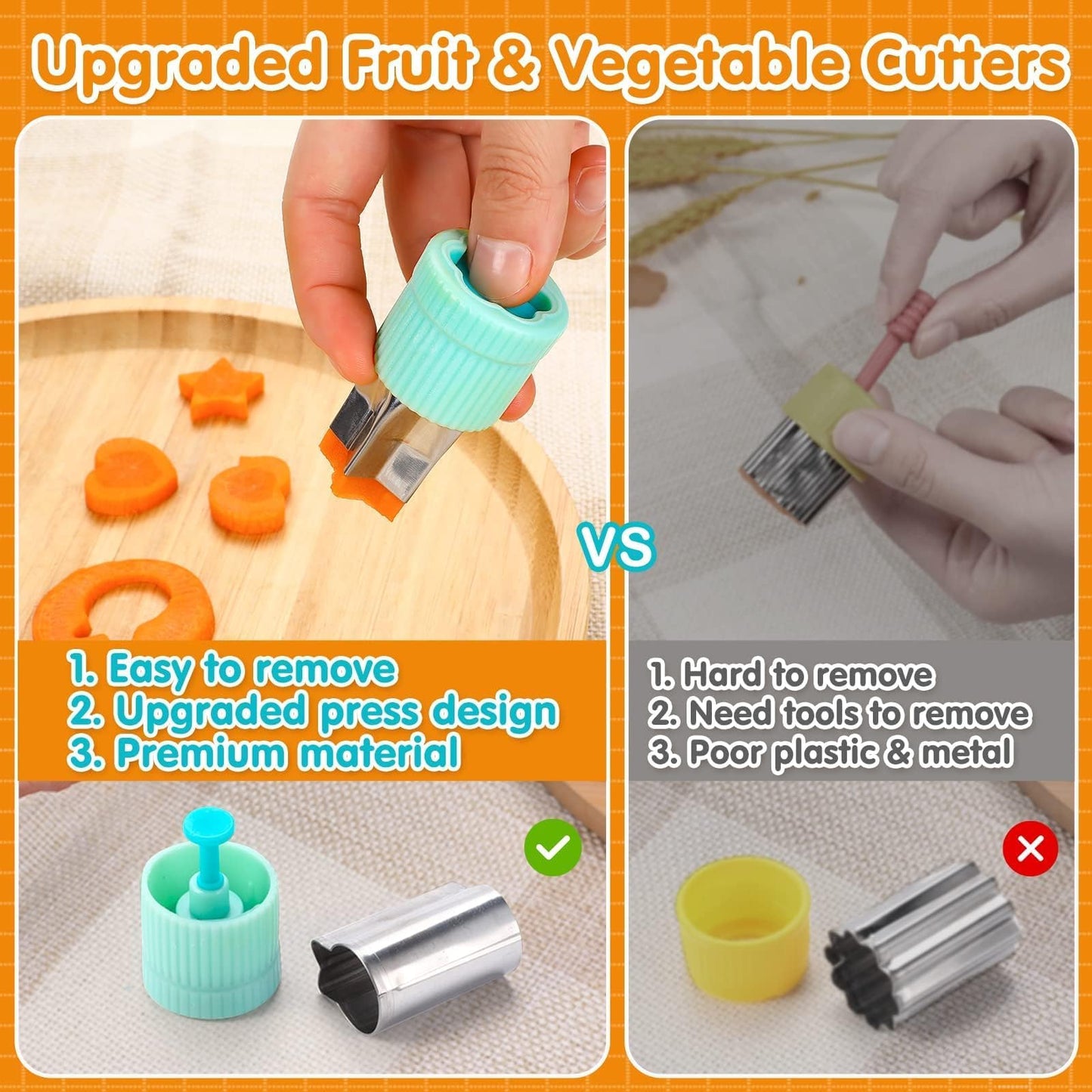 32PCS Sandwich Cutter and Sealer Set Sandwich Cutter for Kids, Vegetable Fruit Cutter Shapes with Food Picks for Kids School Lunch Bento Box Accessories Cookie Cutters