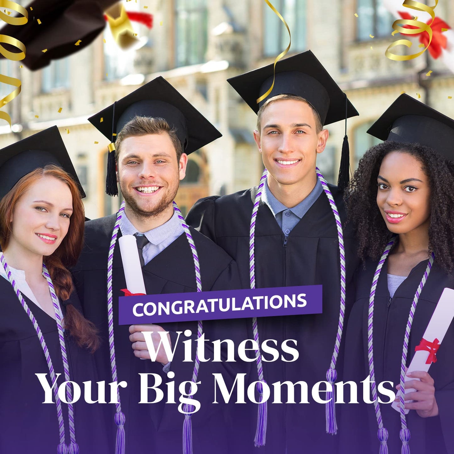 WILLBOND 12pcs Graduation Rope Honor Cord Tassel Set, Graduation Accessories for Ceremony, Graduate Students Souvenir and Gift (Purple, White)