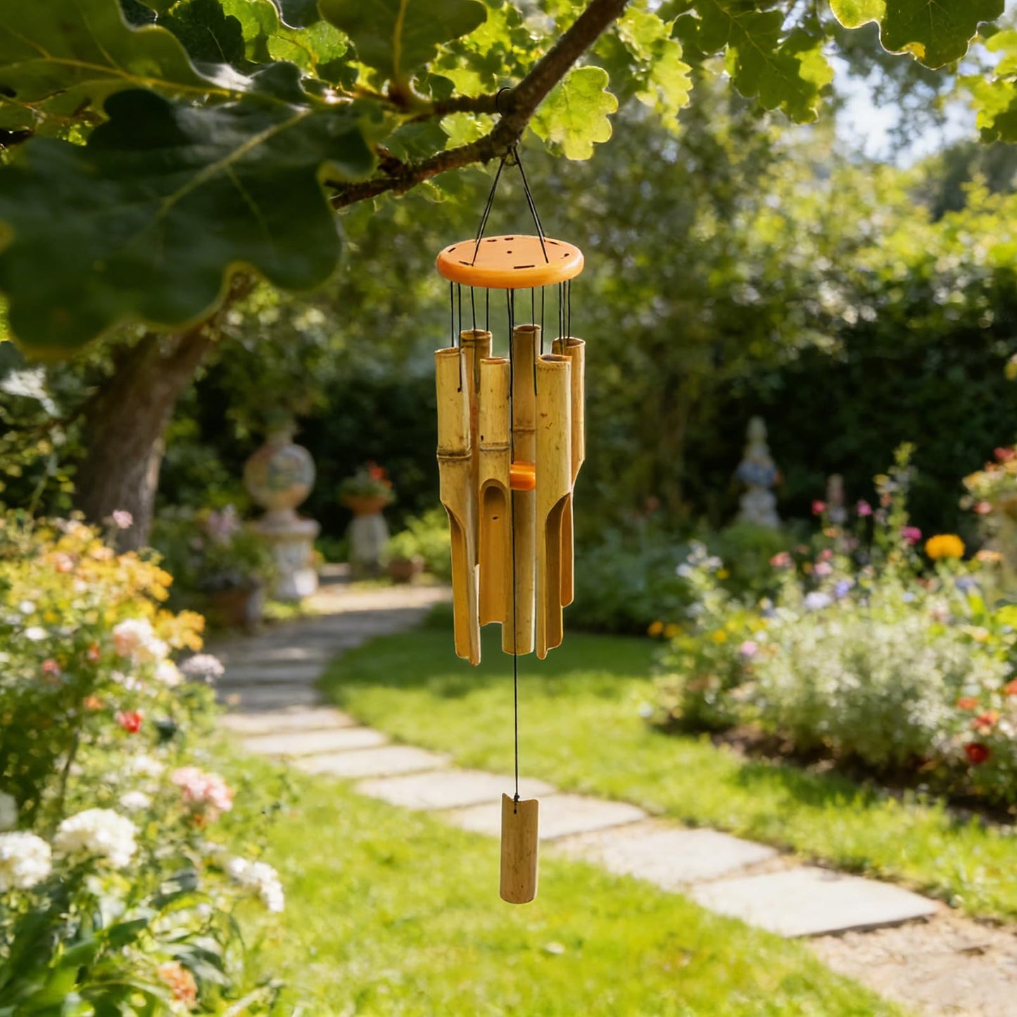 MUMTOP Bamboo Wind Chimes, Outdoor Wooden Wind Chime with Amazing Deep Tone for Garden, Patio, Home or Outdoor Decor