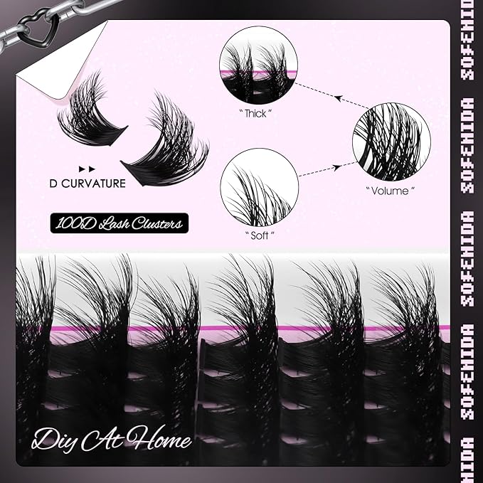 Lash Clusters 100D Thick Cluster Lashes 10-18mm Individual Cluster Lashes Volume Eyelash Clusters D Curly Cluster Eyelash Extensions 3D Wispy Lash Clusters DIY Wispy Lash Cluster(100D-10-18MIX Lashes)