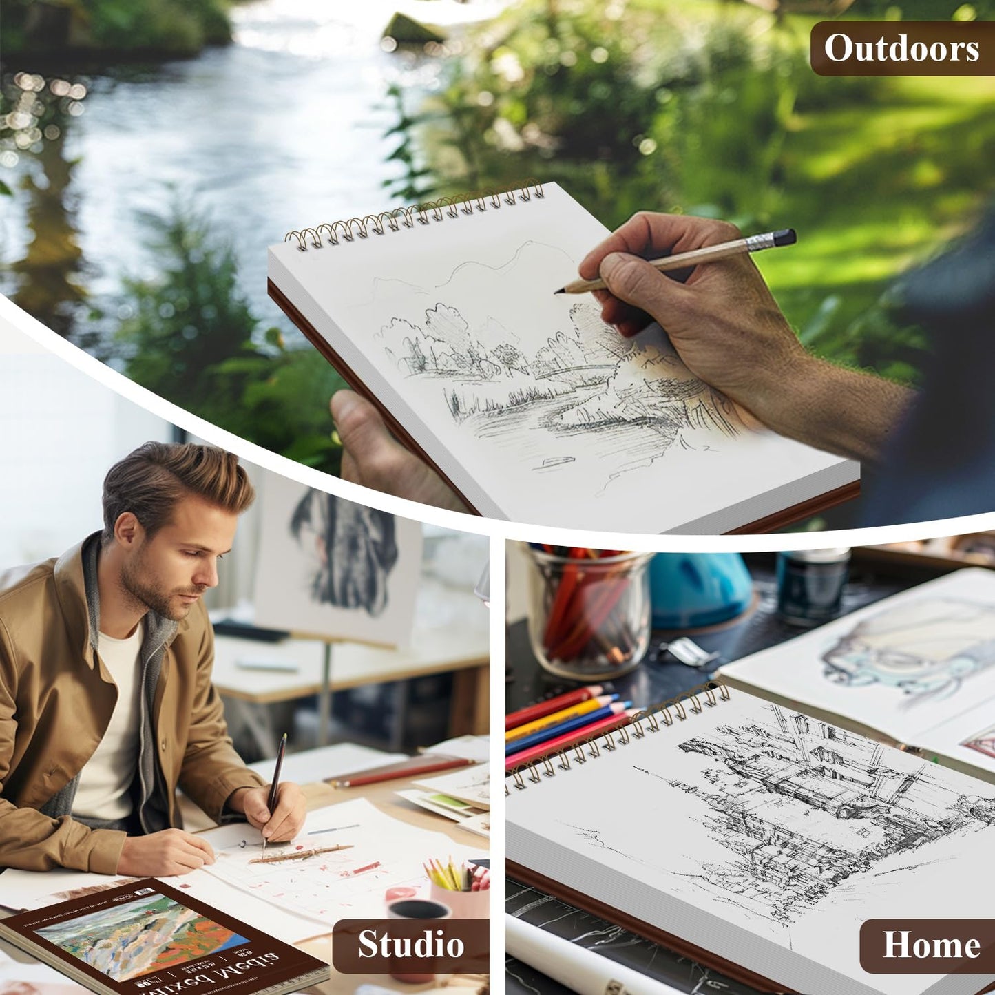 Mofuny Mixed Media Sketchbook 11x14, 50 Sheets - 110lb/180gsm Thick Paper for Painting | Mixed Media Pad & Water Color Sketch Books for Adults, Teens & Painting Supplies for Artists.