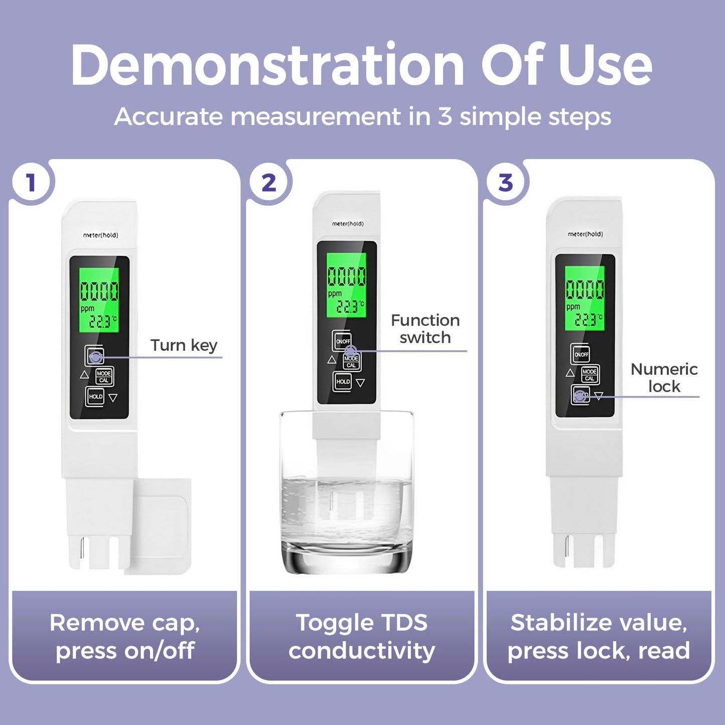 4 in 1 TDS Meter Digital Water Tester for Drinking Water, All New 2025 Portable Water Quality Tester with EC Temp Color Display, PPM Meter Water Tester for Aquarium Hydroponics Tap Water (White)