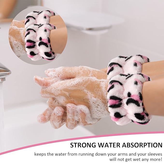 12PCS Spa Headband and Wristbands for Face Washing - Super Cute Soft Microfiber Makeup Headband with Highly Absorbent Elastic Bow Skincare Bands for Women and Girls