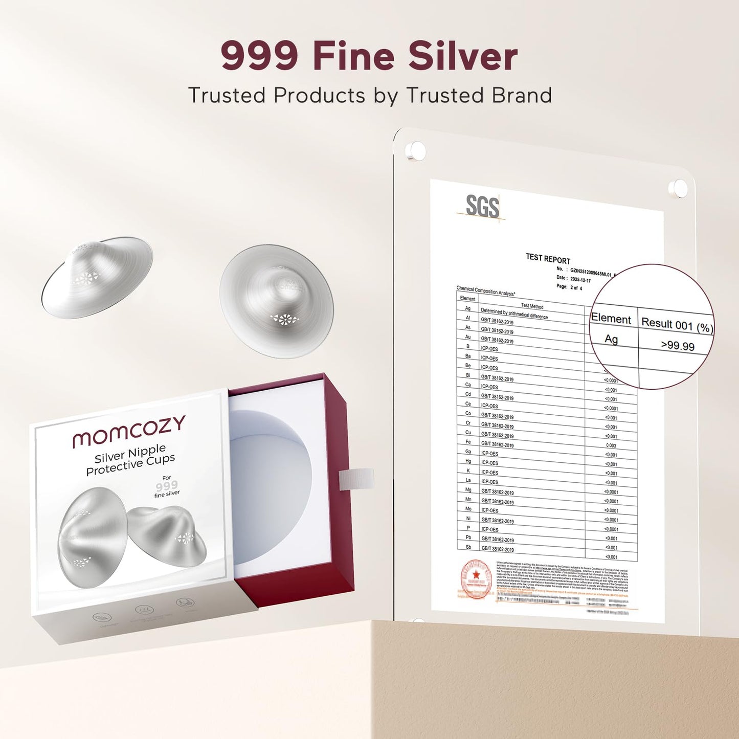 Momcozy 999 Silver Nursing Cups Original Perforated Breathable Design, 999 Silver Nipple Cover for Breastfeeding Essential,Nipple Shield for Nursing Newborn, Metal Nipple Shields, Regular, XL Size