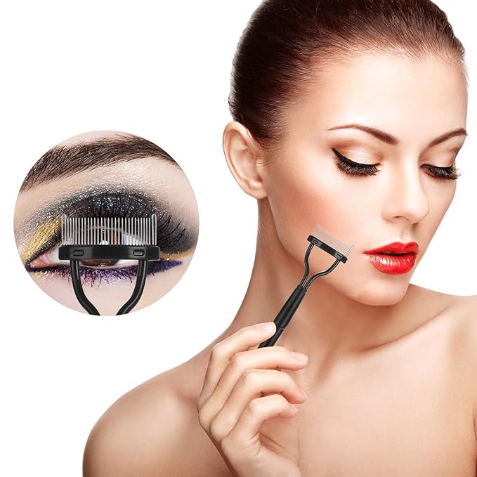 4 Pcs Eyelash Separator Tool Mascara Brushes Eyelash Comb Separator Definer Lash Comb for Combing, Separating Lashes - Pink&Black