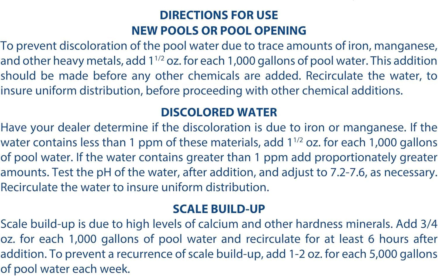 Pool Mate 1-Quart 4-Pack Premium Metal Out Stain and Mineral Inhibitor, Pool Metal Remover, Stain Remover, Made in USA