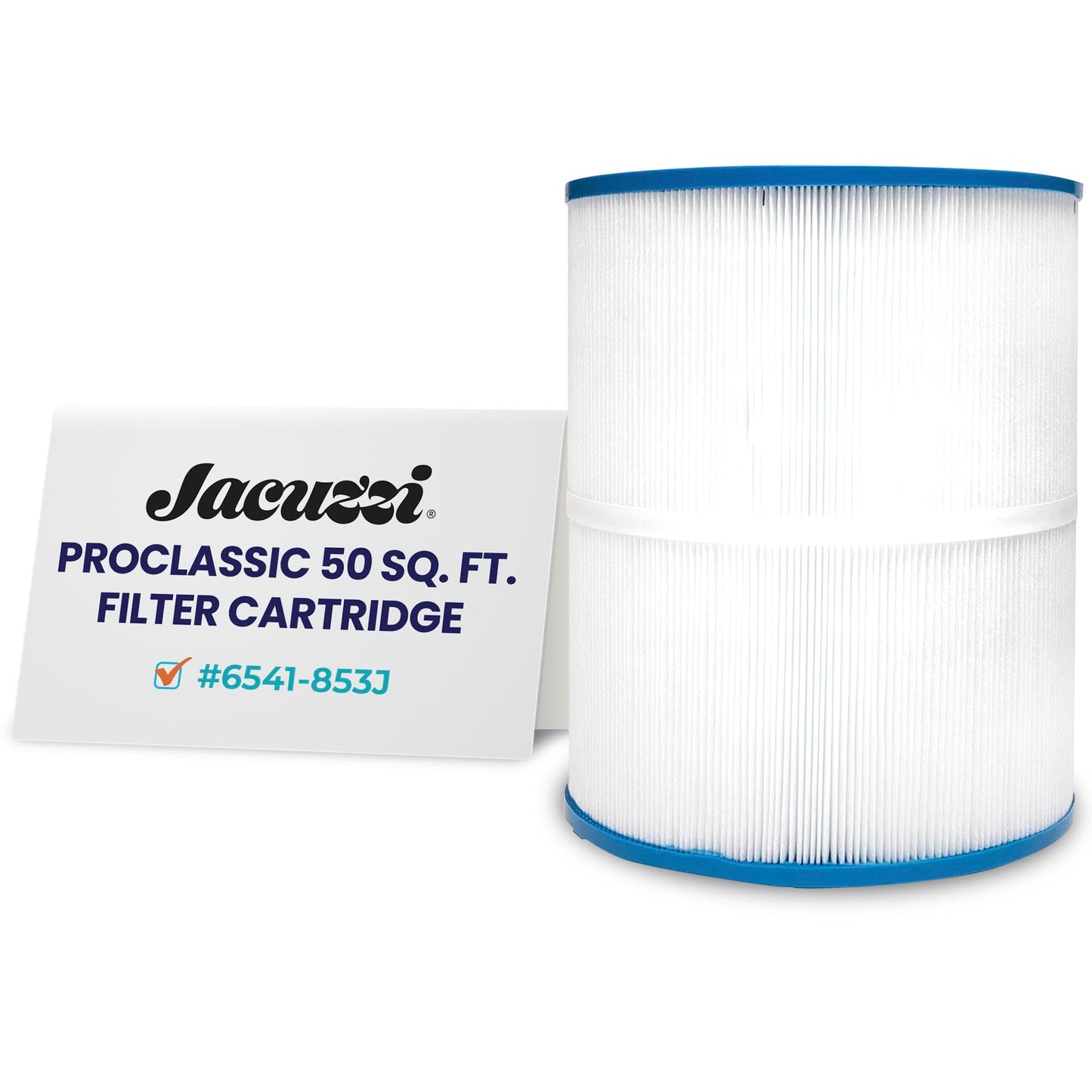 Jacuzzi ProClassic 50 Sq Ft Rinseable Pleated Cartridge, Replacement Spa Filter 6541-853J, Fits 2023+ J-200 Hot Tubs, Durable Reemay Media for Crystal-Clear Clean Spa Water, Easy Install & Maintenance
