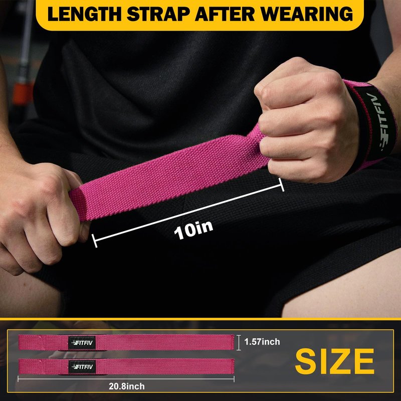 FITFIV Lifting Straps for Weightlifting, Lifting Wrist Straps for Gym Strength Training, Neoprene-padded Wrist Cushion - Men & Women