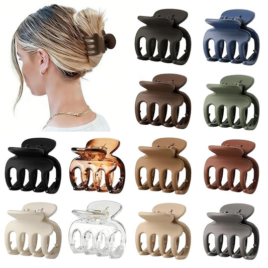 12Pcs Hair Clips for Women 1.8 Inch Small Claw Clips for Thin Hair Medium Hair Claw Clips for Thick Hair Accessories for Women Girls (Transparent)