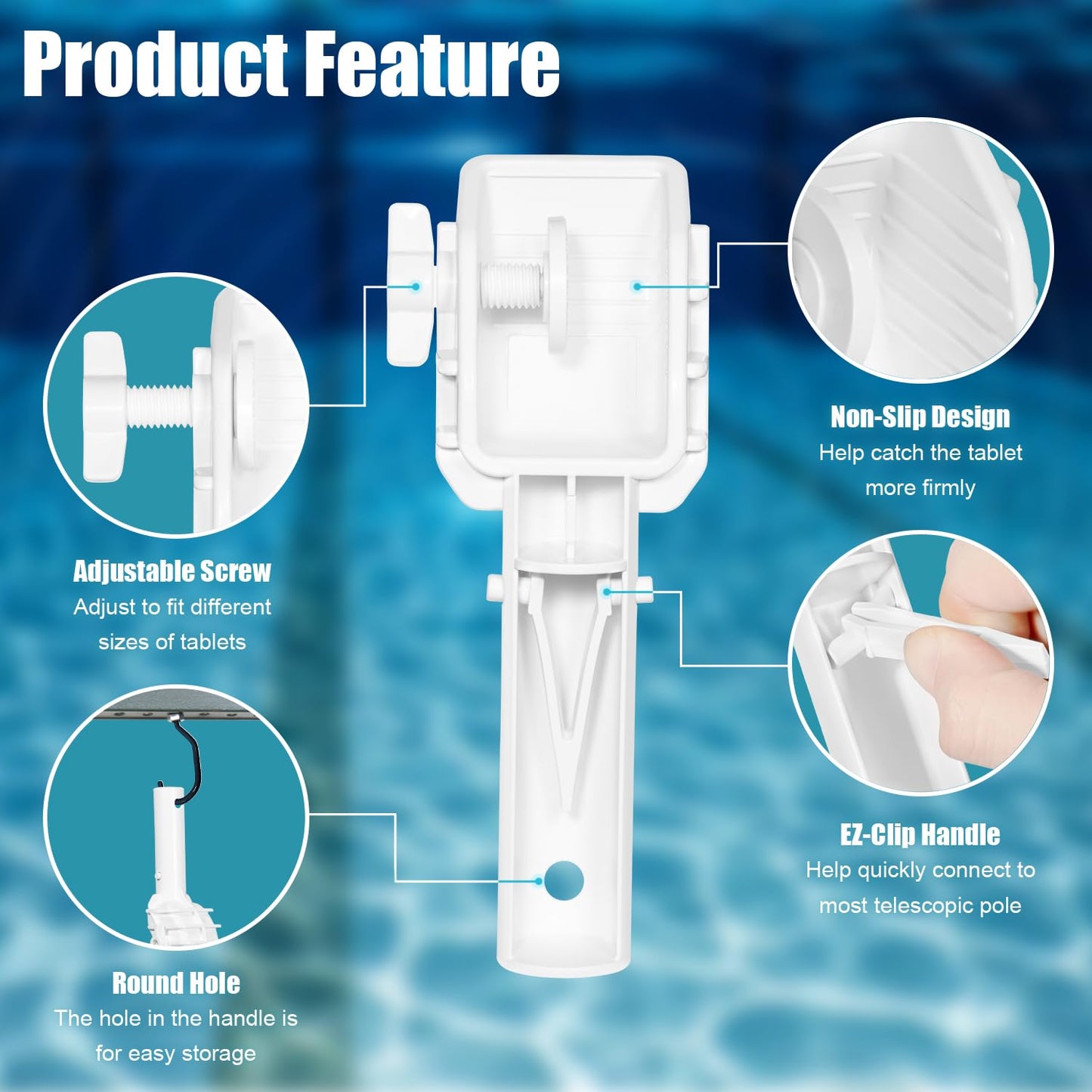 Pool Tab Holder Tablet Holder with EZ-Clip Handle for Pool Care