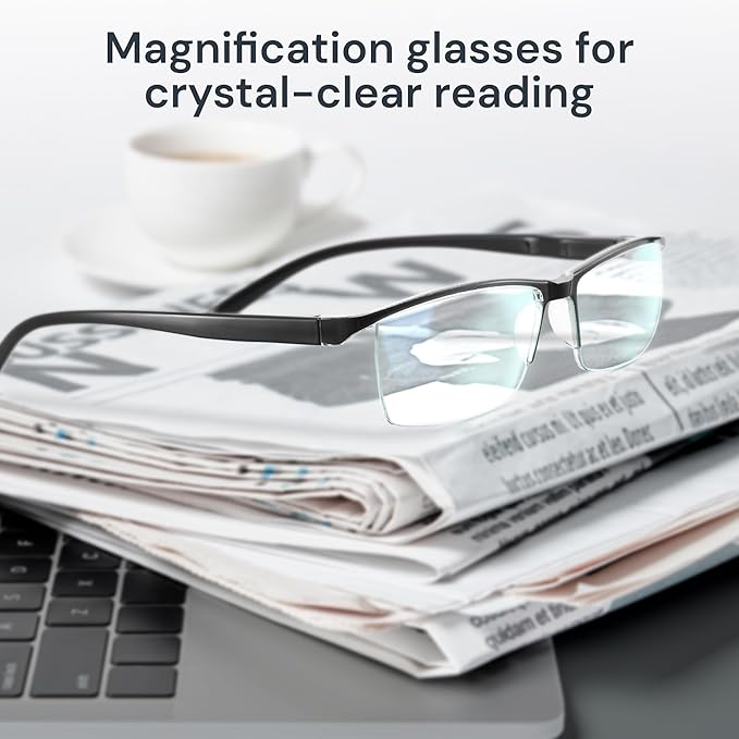 Gaoye 6 pack 3.5 Executive Style Reading Glasses Men - Durable Readers with Blue Light Filtering- Comfortable Fit with TR90 Frames