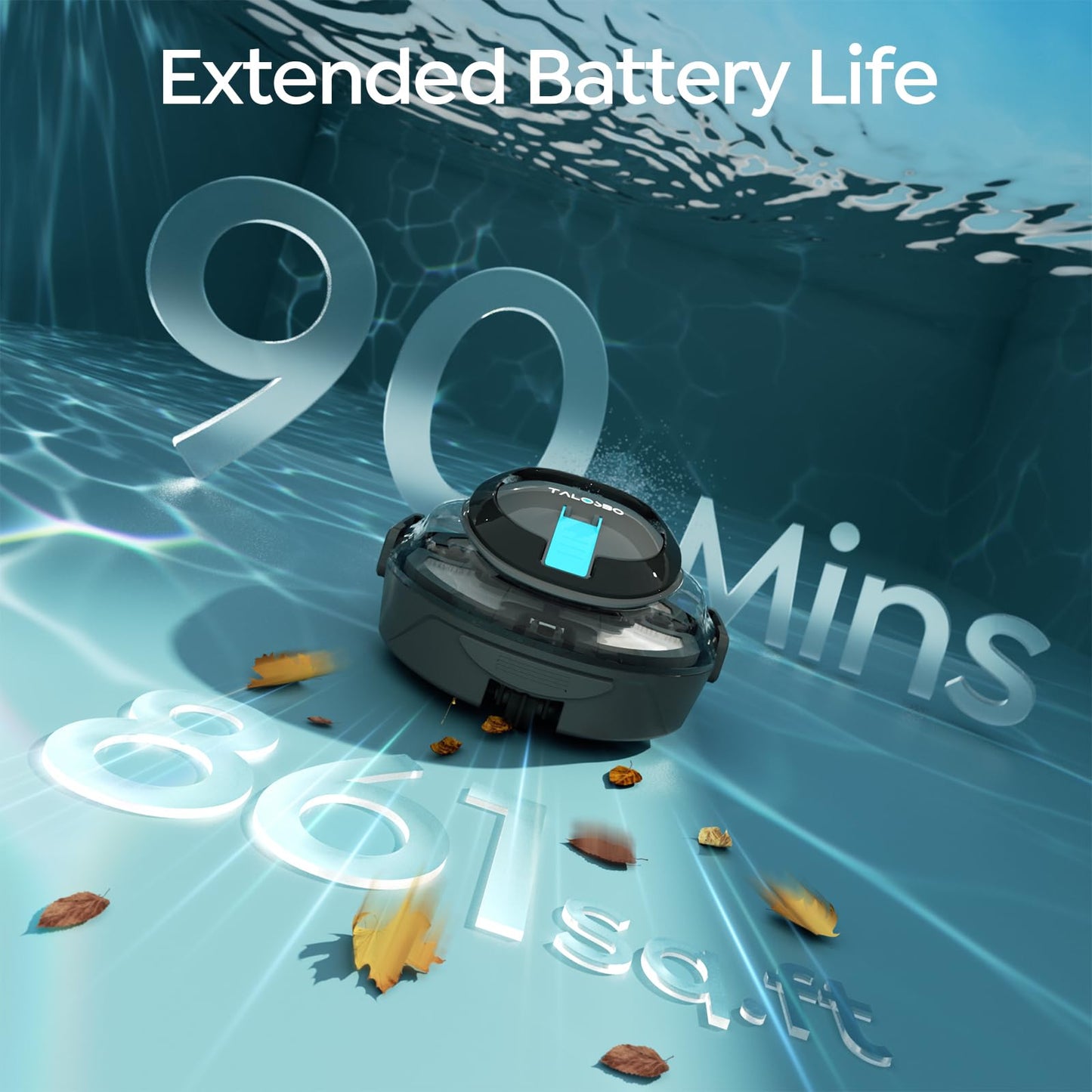 [2026 New] TALOSBO S2 Robotic Pool Cleaner – Dual-Layer Filtration, 90-Min Runtime, Powerful Cordless Pool Vacuum for Above-Ground & Flat Pools, Efficient Debris Removal & Auto-Parking Design