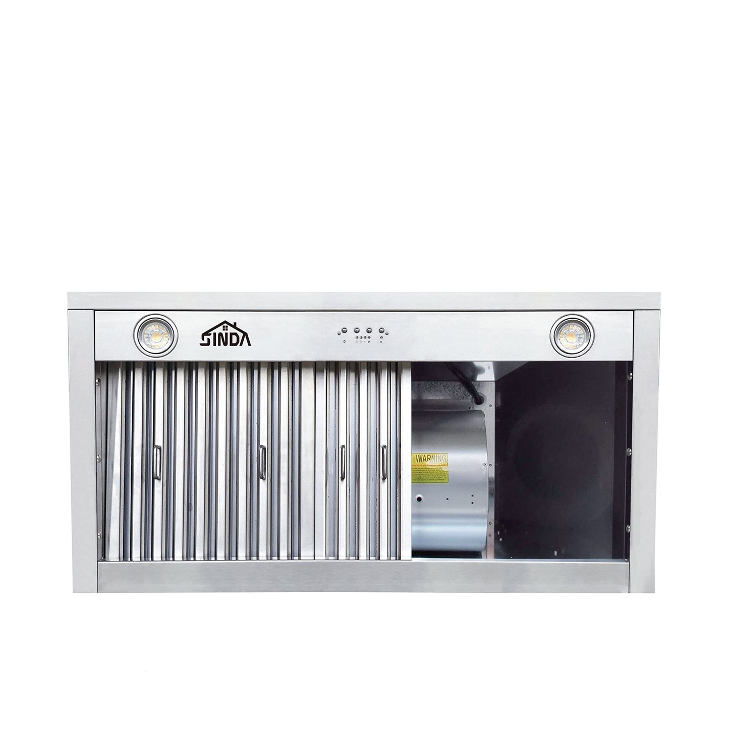 SINDA 30 Inch Built-In/Insert Range Hood, 4-Speed 610 CFM, Stainless Steel Under Cabinet Range Hood Kitchen Vent Hood with Liner and Internal Motor, 6" Duct, Adjustable Lights, Baffle Filter