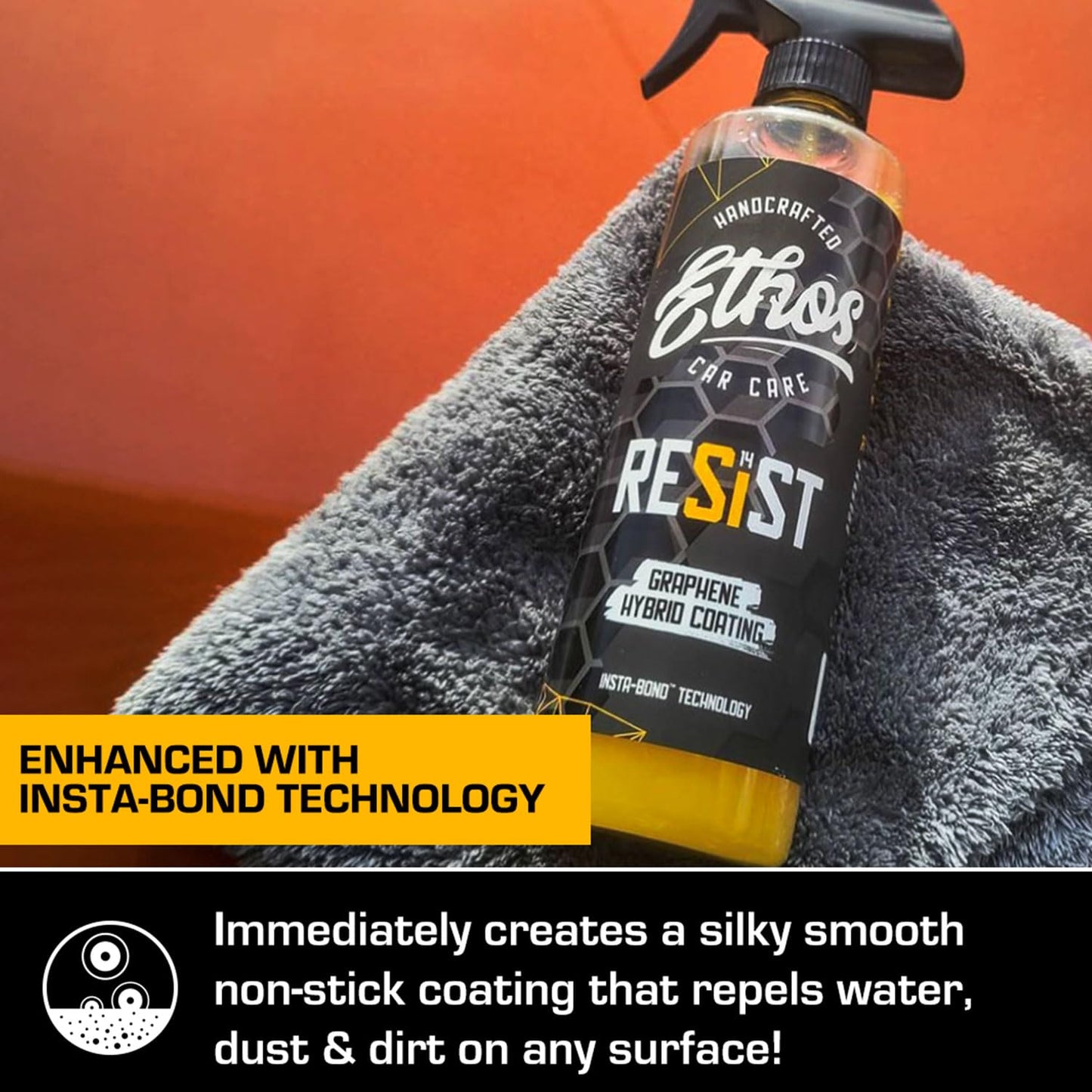 Ethos RESIST Graphene Spray Coating for Cars – Graphene Ceramic Coating Spray, Extreme Hydrophobic Protection, Gloss Enhancement, Ceramic Coating for Cars – 16oz