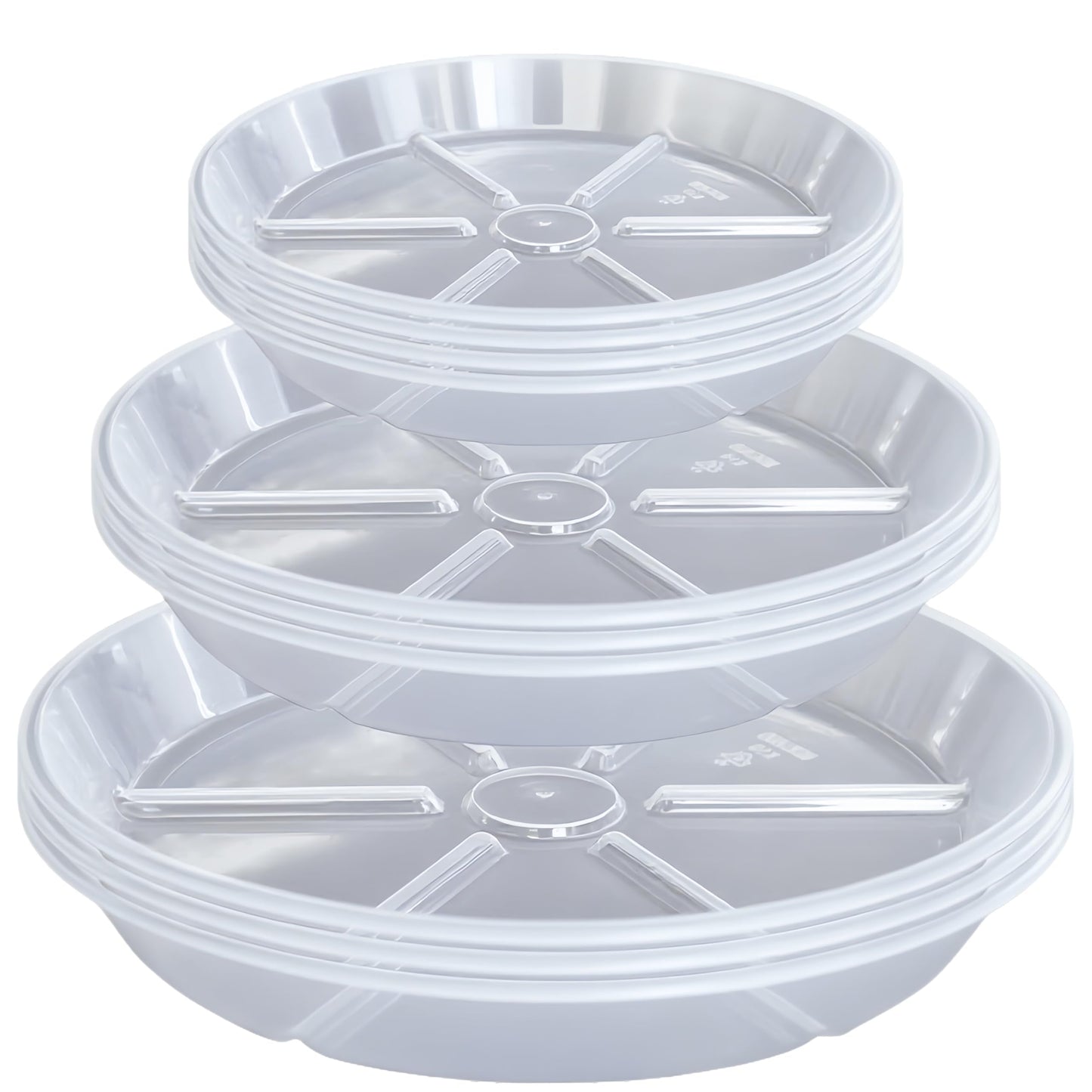 10 Packs Plant Saucer, 6 8 10 inch Clear Plant Saucers, Durable Round Plastic Flower Plant Water Drip Tray for Pots Planter, Heavy Duty Plant Dish Pant Plate to Catch Water for Indoor & Outdoor
