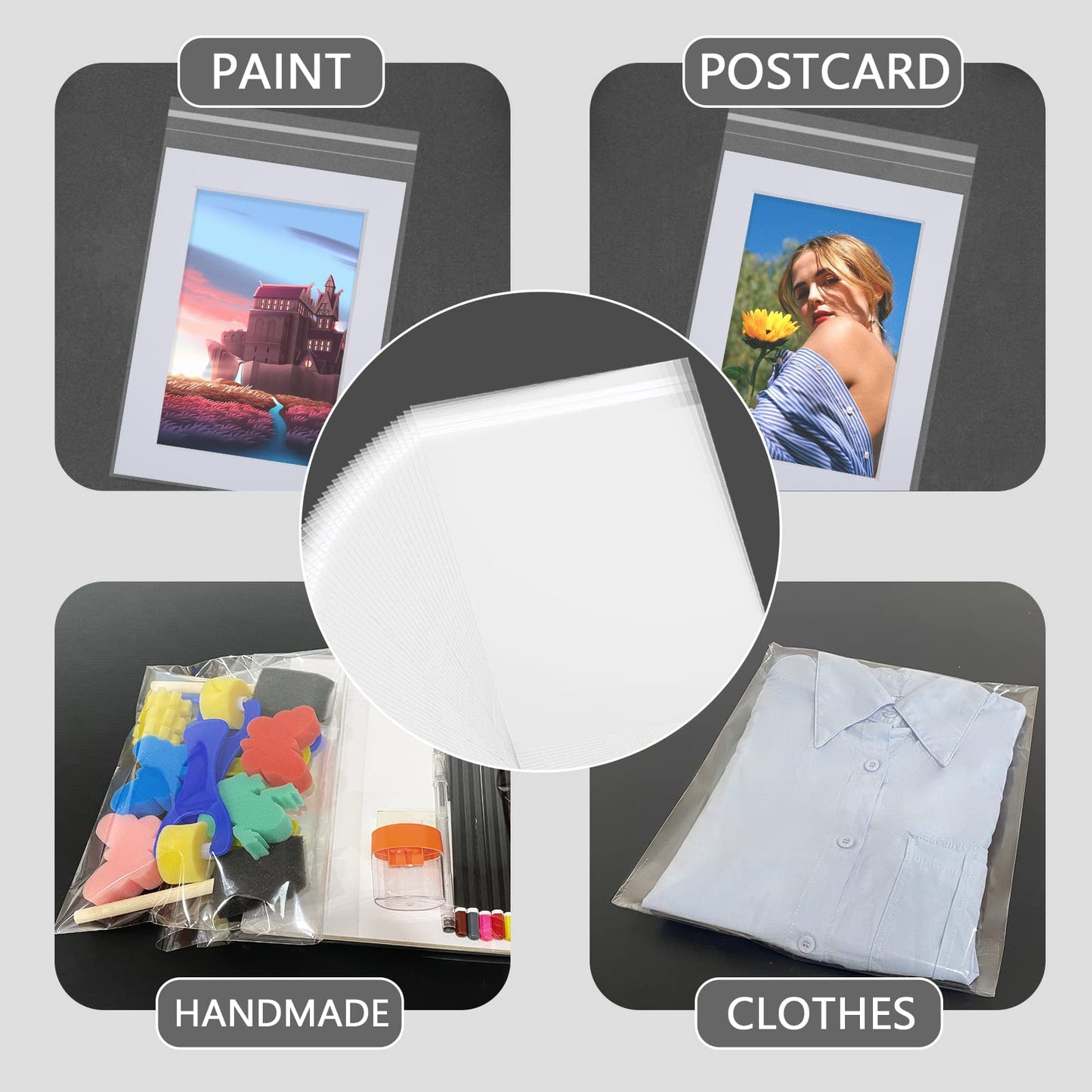 Somime 100 Pack 11 3/7 x 14 3/8 Inches Crystal Photo Sleeves Storage Bags for 11x14 Photo Mat, Art Sleeves for Prints