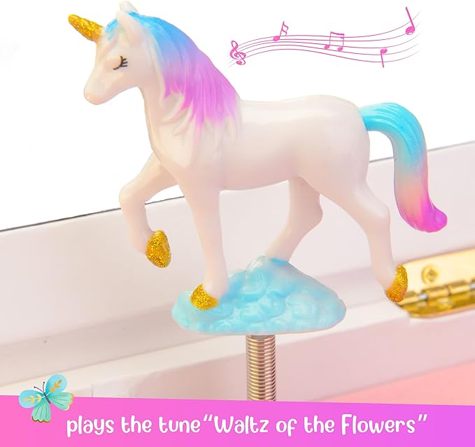 Giggle & Honey® Unicorn Musical Jewelry Box for Girls Unicorn Toys for Girls Age 4-6 Kids Jewelry Box with Drawers
