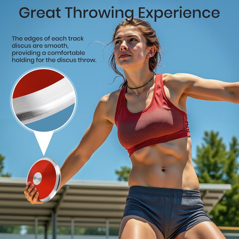 OMYOPY 2 Pcs Sports Training Discus for School Track and Field, 1kg Nylon Discus with Steel Rim and Center, Men Women Discuses for Outdoor Practice Throwing(Red)