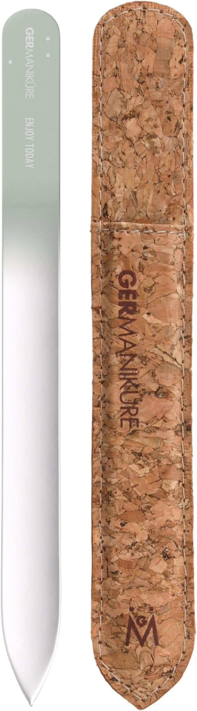 GERMANIKURE Glass Nail File in Cork Sleeve - Enjoy Today - Professional Crystal Nail File for Natural Nails - Ideal Manicure & Pedicure Tool for Smooth, Easy Shaping - Nail Care Gift