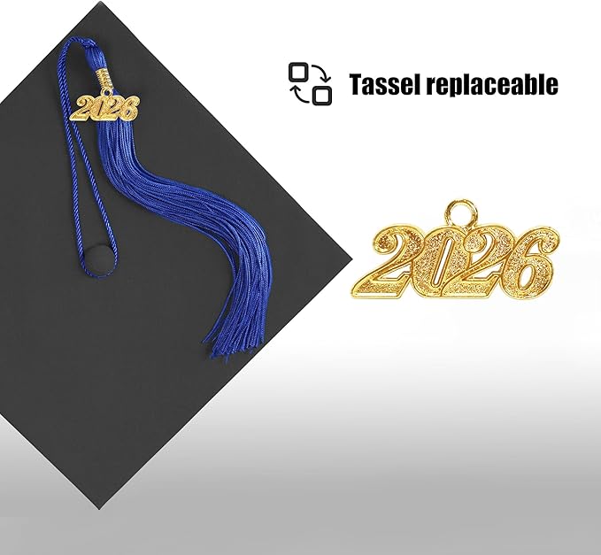Graduation Cap with 2026 Tassel Year Charm Black Graduation Cap for High School & Bachelor