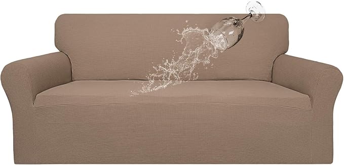 Easy-Going 100% Waterproof Couch Cover, Dual Waterproof Sofa Cover, Stretch Jacquard Sofa Slipcover, Leakproof Furniture Protector for Kids, Pets, Dog and Cat (Sofa, Camel)