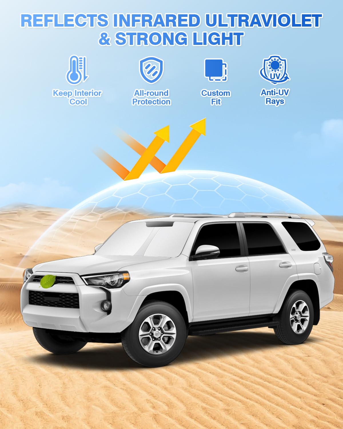 Canvcle Window Shades for 5th Gen Toyota 4Runner 2010-2024 Accessories Windshield Sun Shade Side Rear Window Covers Sunshade Full Set Sun Visor Privacy Protection Camping Keep Vehicle Cool Black 8PCS