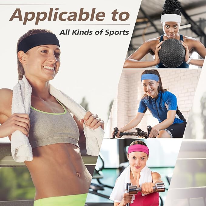 DiyJibb Headbands for Women, Stretchy Non Slip Soft Cotton Cloth Hair Bands for Sports, Workout, Yoga and Running, 7pcs