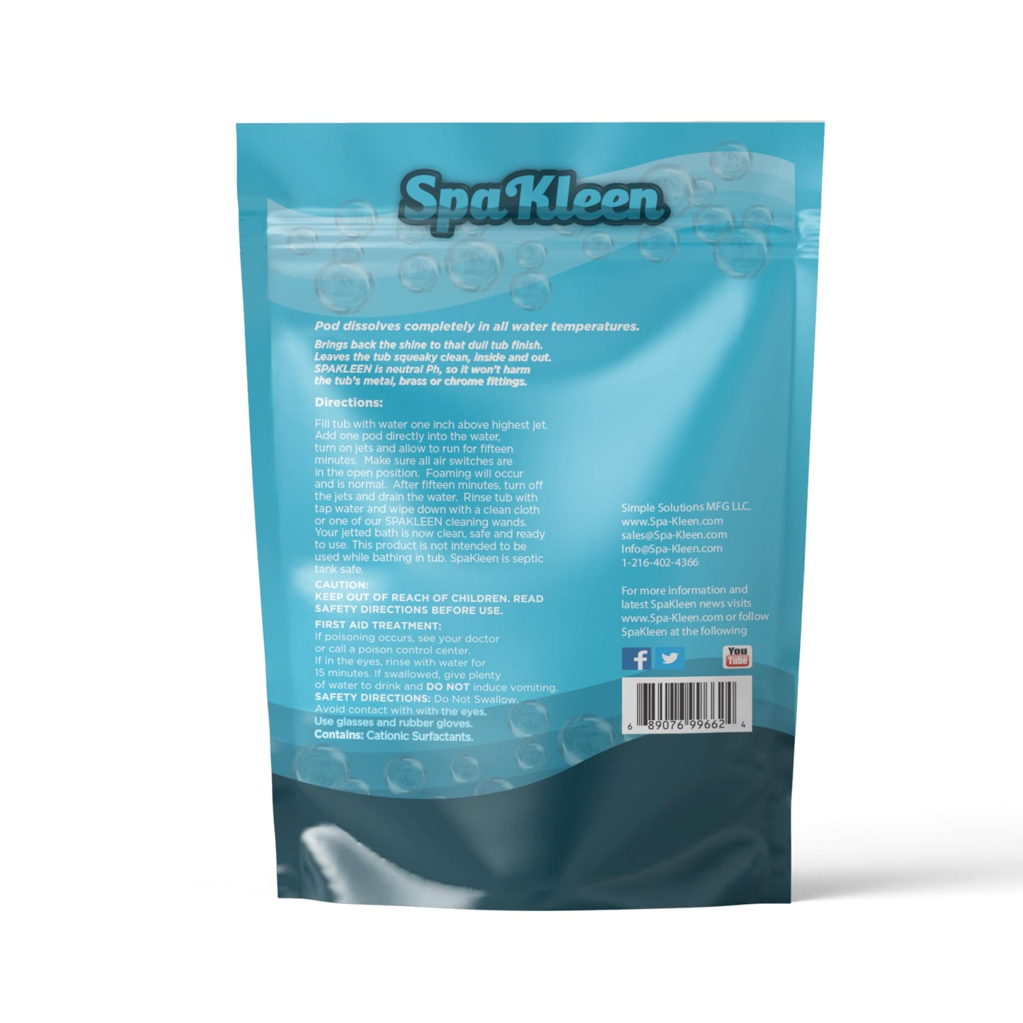 SpaKleen Jetted Tub Cleaner – Unscented, Septic Safe Powder for Whirlpool & Jacuzzi | 10 Cleanings Per Pouch | Fast 15-Minute Action | Removes Sludge, Soap Scum & Black Flakes | Made in USA