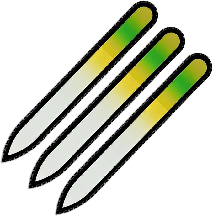 Mont Bleu Rainbow Glass Nail File - Czech Tempered Glass - Handmade in Bohemia, Black Pouch