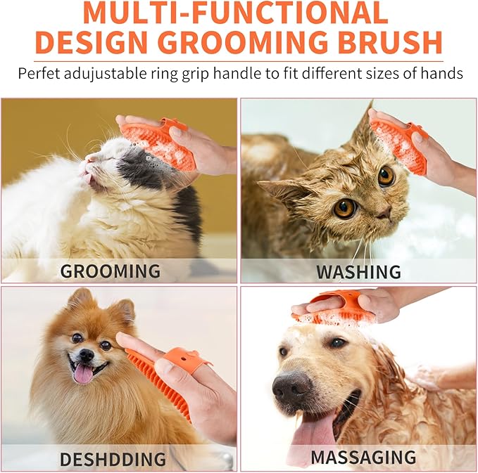 Professional 7 in 1 Dog Paw Cleaner for Dogs & Cats - Includes 1 Portable Paw Washer, 1 Bath Brush, 2 Dog Toothbrushes and 3 Absorbent Towels Note: Fits Paws 1.5 to 2.5 Inches Wide (Orange, Medium)