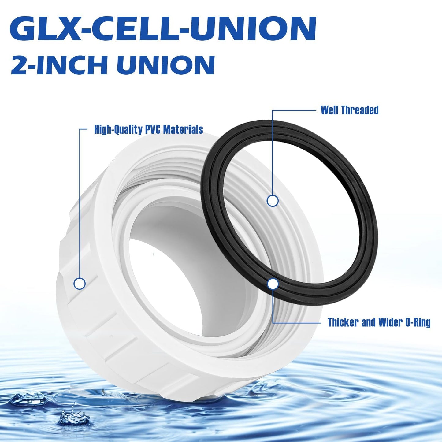 Antrys Salt Cell 2" Union Replacement for Goldline Hayward Salt Chlorine Generators, GLX-Cell-Union 2-Inch Pump Union for Hayward Salt Cell, Pool Part for Spa Pump Connections, 2 Pack